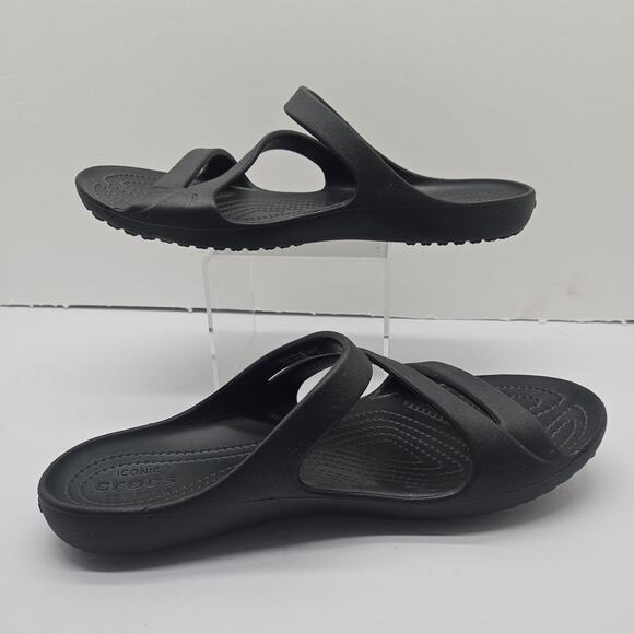 Crocs Women’s Kadee II Comfort Sandals Strappy Slip On Black Sz 10 - Picture 2 of 7